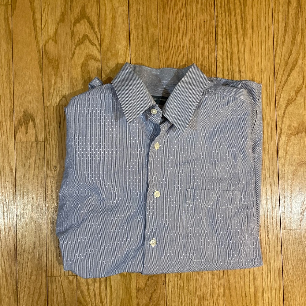 Perry Ellis Blue & White Button-Up Shirt